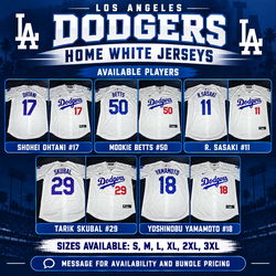 Dodgers Home White Jerseys – S-3XL