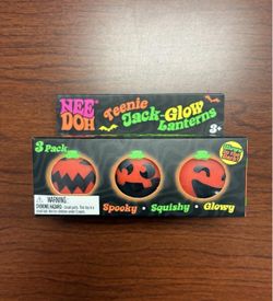 NeeDoh Teenie Jack-Glow Lanterns (3 pack) Halloween Glow in the Dark