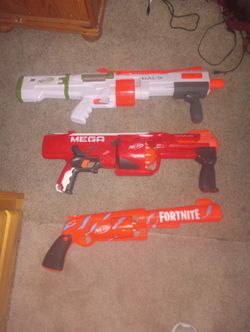 Three nerf guns