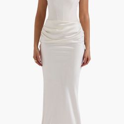 HOUSE OF CB Persephone Strapless Satin Corset Cocktail Dress