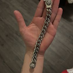 Chrome Hearts Men's Silver Curb Chain Bracelet Lobster Closure