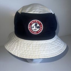 Walt Disney Store Mickey Mouse American Sport Bucket Hat Novelty White Blue Used  