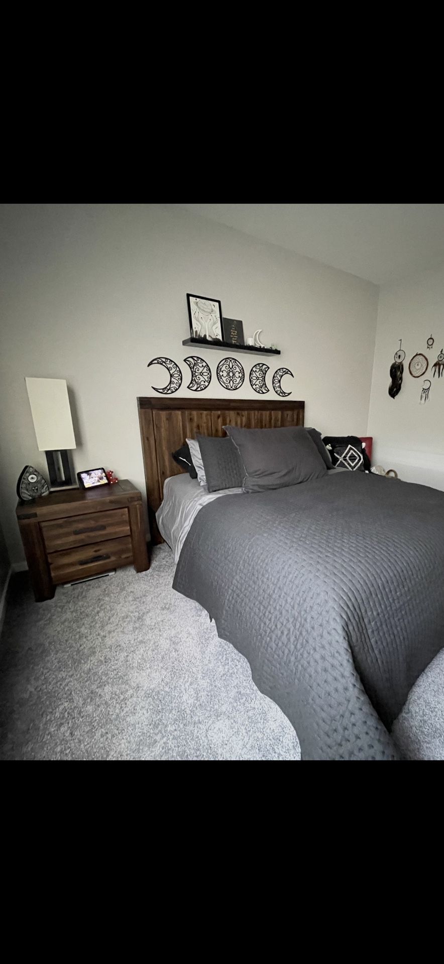 Solid Wood Queen Size Bed Frame And Nightstand