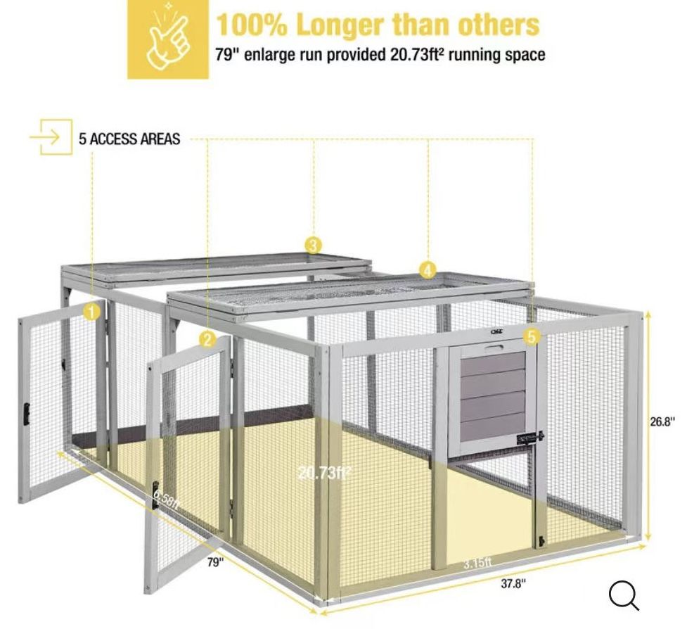 🥨Aivituvin-AIR60 Foldable Chicken Coop for 3-4 Chickens | Fast Assembly Design - Chicken Extension Run In The Box