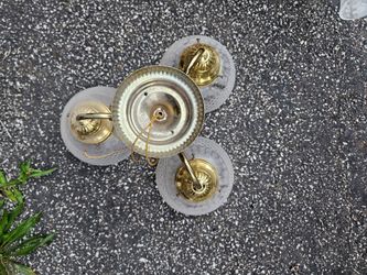 3-light brass pan chandelier