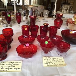 Vtg Ruby Crinkle Glasses, Vtg Viking Ruby Glasses Separate Prices