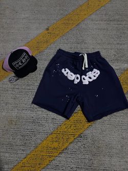 Sp5der Shorts Navy Blue/White Size Small