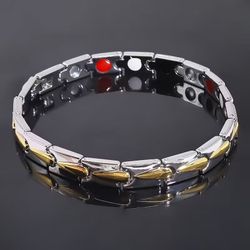 Stylish High-Quality Unisex 2-Tone Titanium Spade Hypoallergenic, Waterproof, Magnetic Bracelet