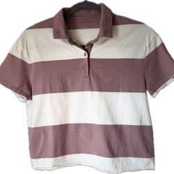 White & Purple Striped Shirt – Great Condition