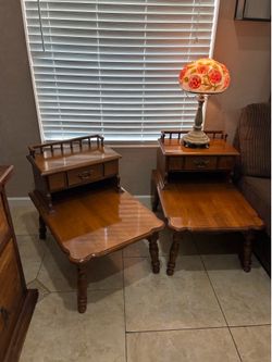 Pair of vintage young republic, maple and tables