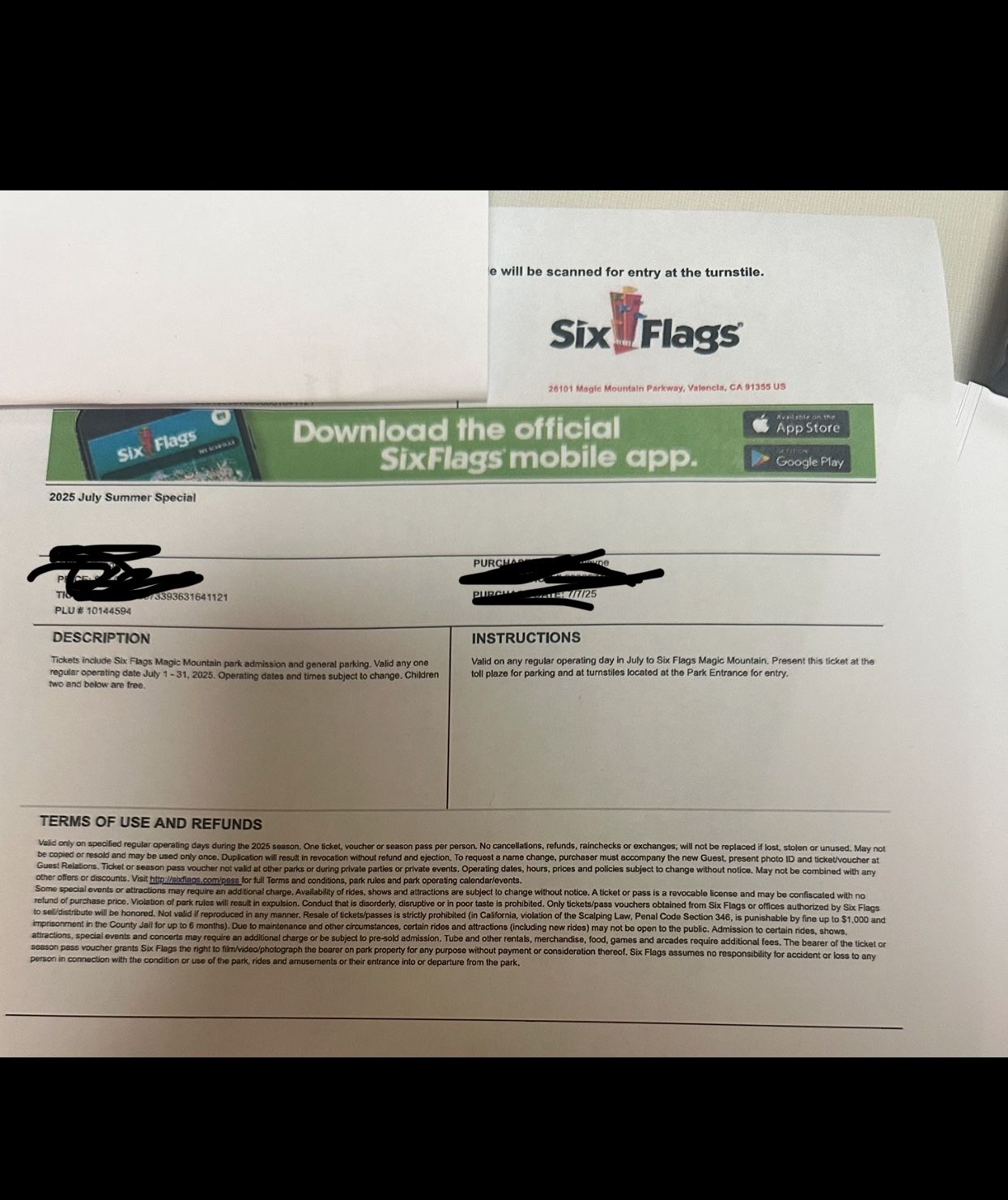 Six Flags Magic Mountain Tickets $60 Each