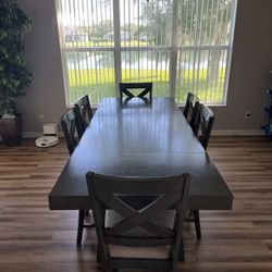 Very Nice Solid Table & Chairs (Dark Gray)
