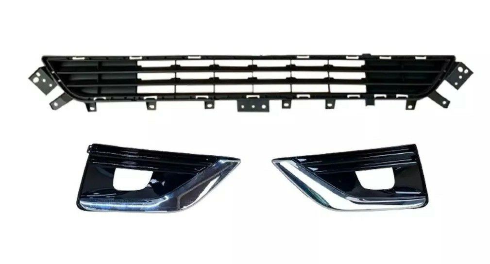 FOR 2018 2019 INFINITI Q50 LUXE FRONT BUMPER LOWER GRILLE W/FOG LAMP BEZEL PAIR 