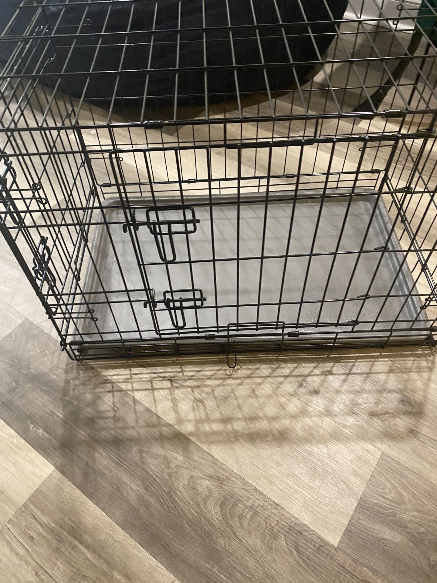 Boots & Barkley Two-Door Wire Collapsible Dog Pet Crate, Medium, Black