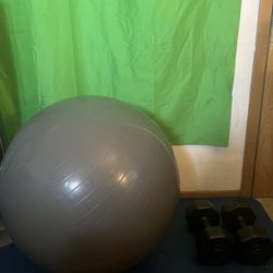 Yoga Ball And 10lb Dumbbells