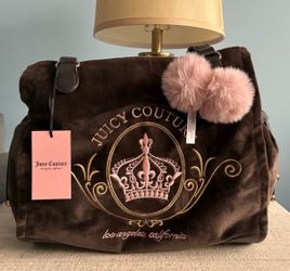 Juicy Couture Brown Velour Crown Tote Bag New