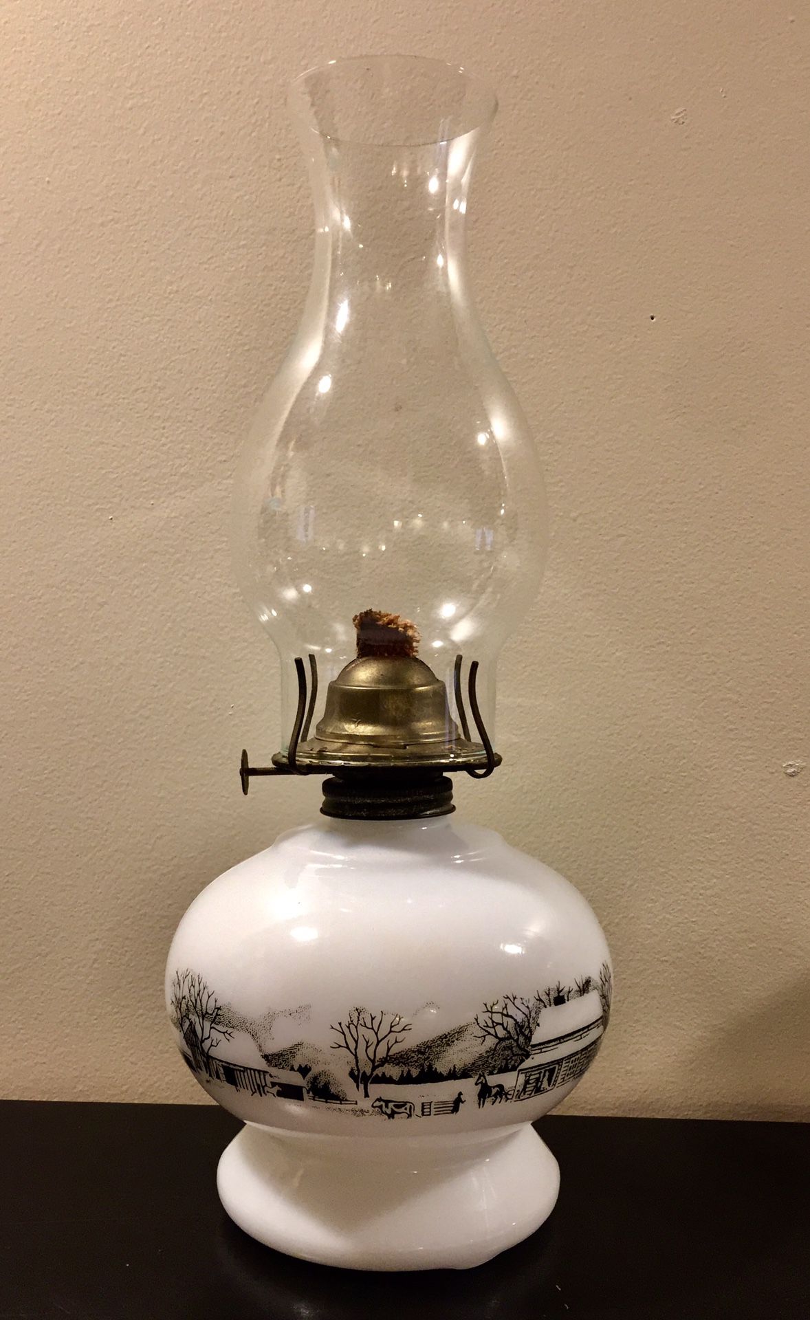 Antique Milk Glass Oil Lamp