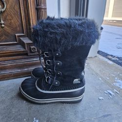 Sorel Waterproof Faux Fur Winter Snow Boots Black Women’s Size 7