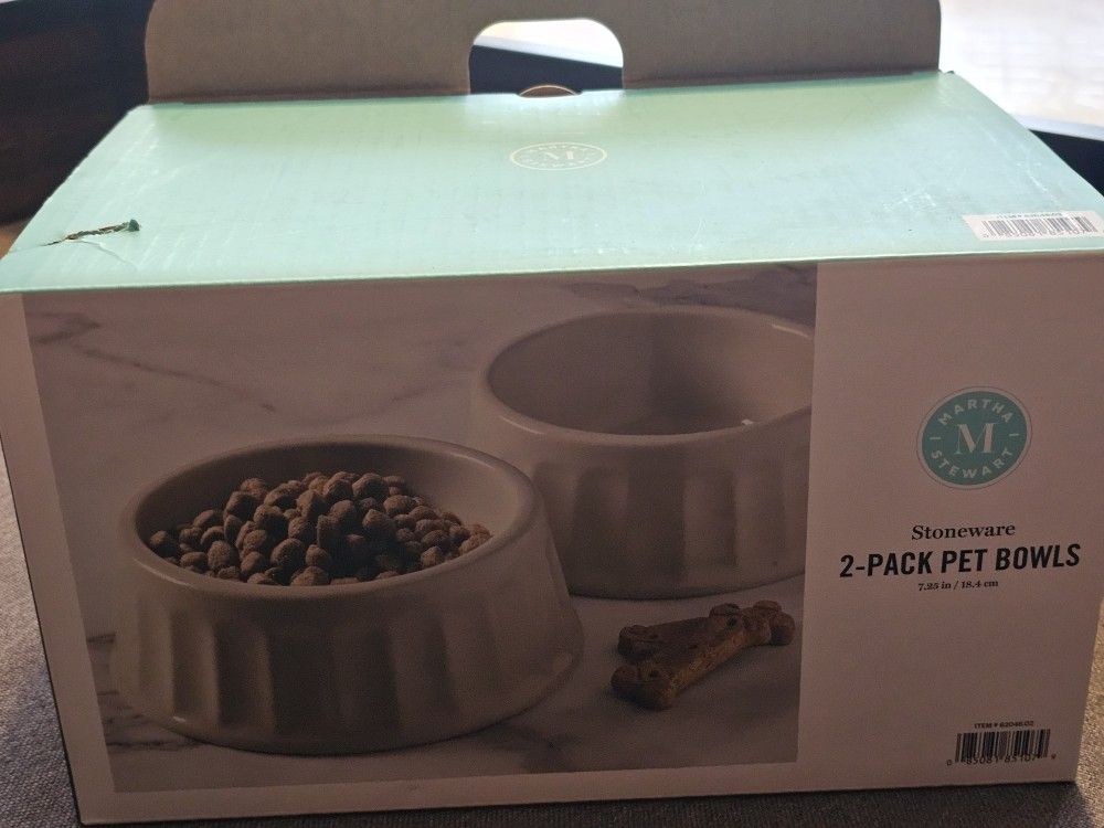 Martha Stewart Pet bowls Never Used Stoneware Tan