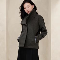 Banana Republic Cotton Blend Brushed Twill Cropped Coat, size S