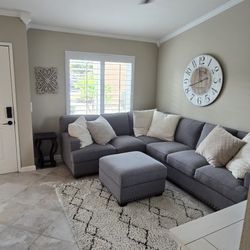 Couch Set, Corner Peice With Ottoman