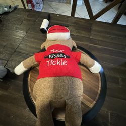 Dan Dee 'your kisses tickle' large sock monkey plush 
