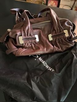 B. Makowsky Brown Leather Satchel Bag