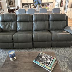 Leather Couch With Recliners For Sale