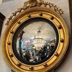 Antique Eagle Crest Convex Mirror 