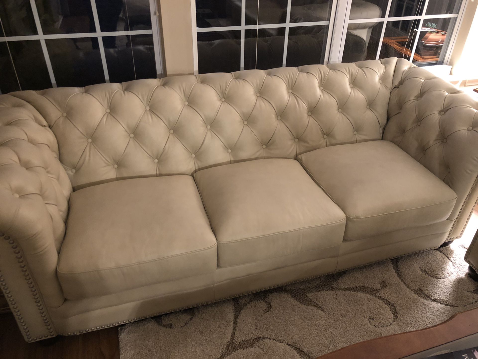 everett top grain leather 3 piece sofa set