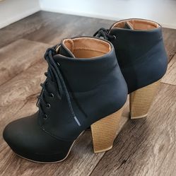 Black Qupid Lace Up Booties
