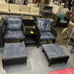 No Assemble Require!! New 5 Pieces Outdoor Patio Wicker Patio Furniture Lounge Chaise Sofa Set 