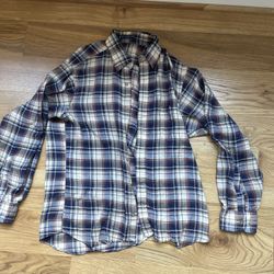 Super Distressed 80s/90s Plaid Flannel Style Shirt Large 