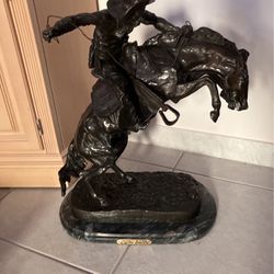 Large Frederic Remington Bronze Bronco Buster Sculpture Statue 