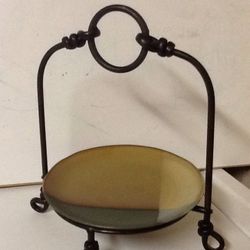 Desert plater and iron holder, collectors plate with authentication on the back.