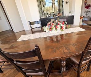Dark Oak Table with six chairs