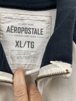 XL Mens Track Jacket - AEROPOSTALE - Full Zip - Blue / White Thumbnail