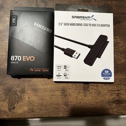 Samsung 870 EVO 4TB SSD + Sabrent SATA to USB 3.0 Adapter (New)