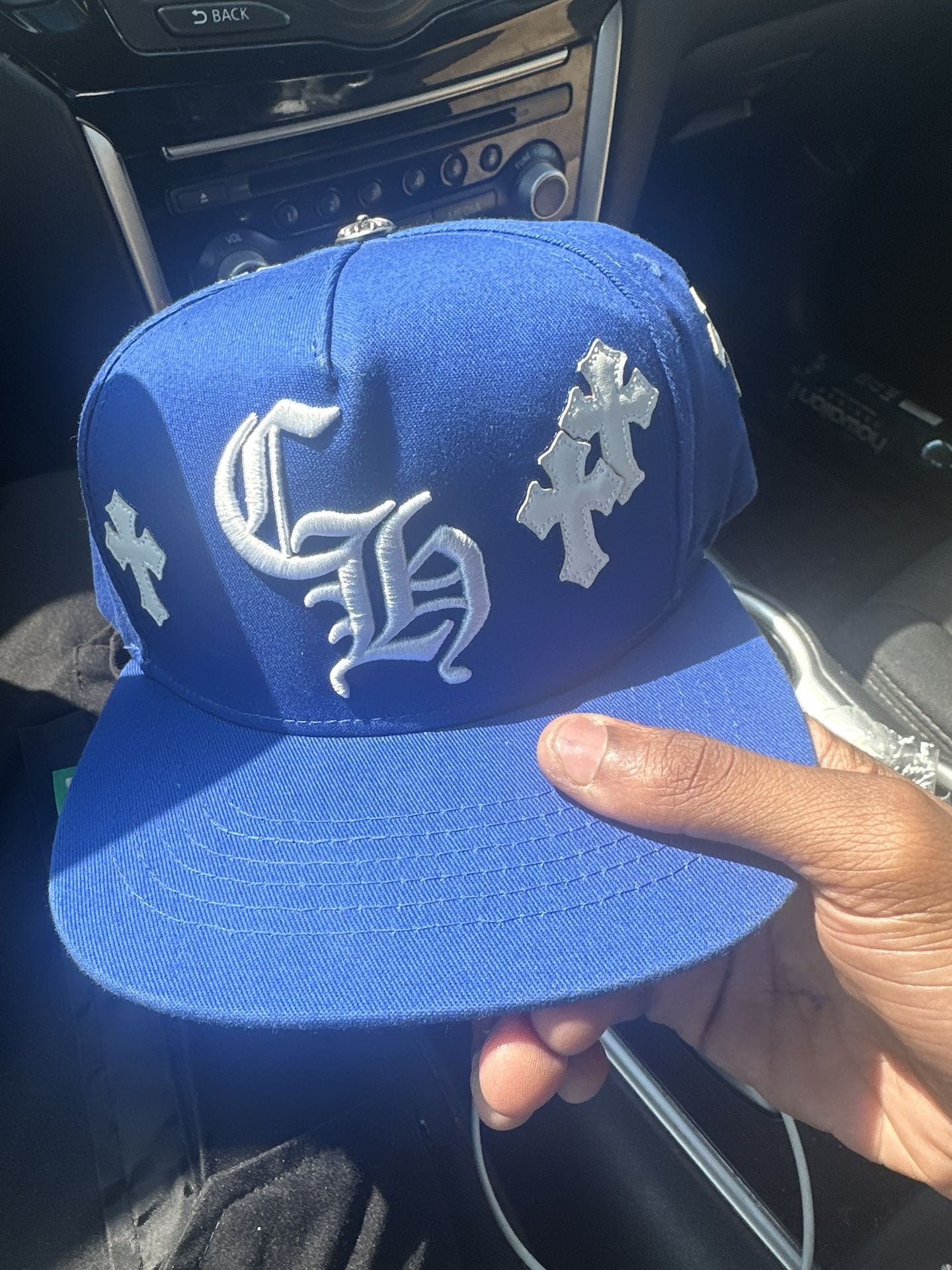 Blue Chrome Heart Hat
