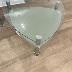 Glass coffee table, end & side tables