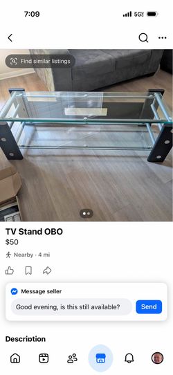 Solid Glass TV Stand $50