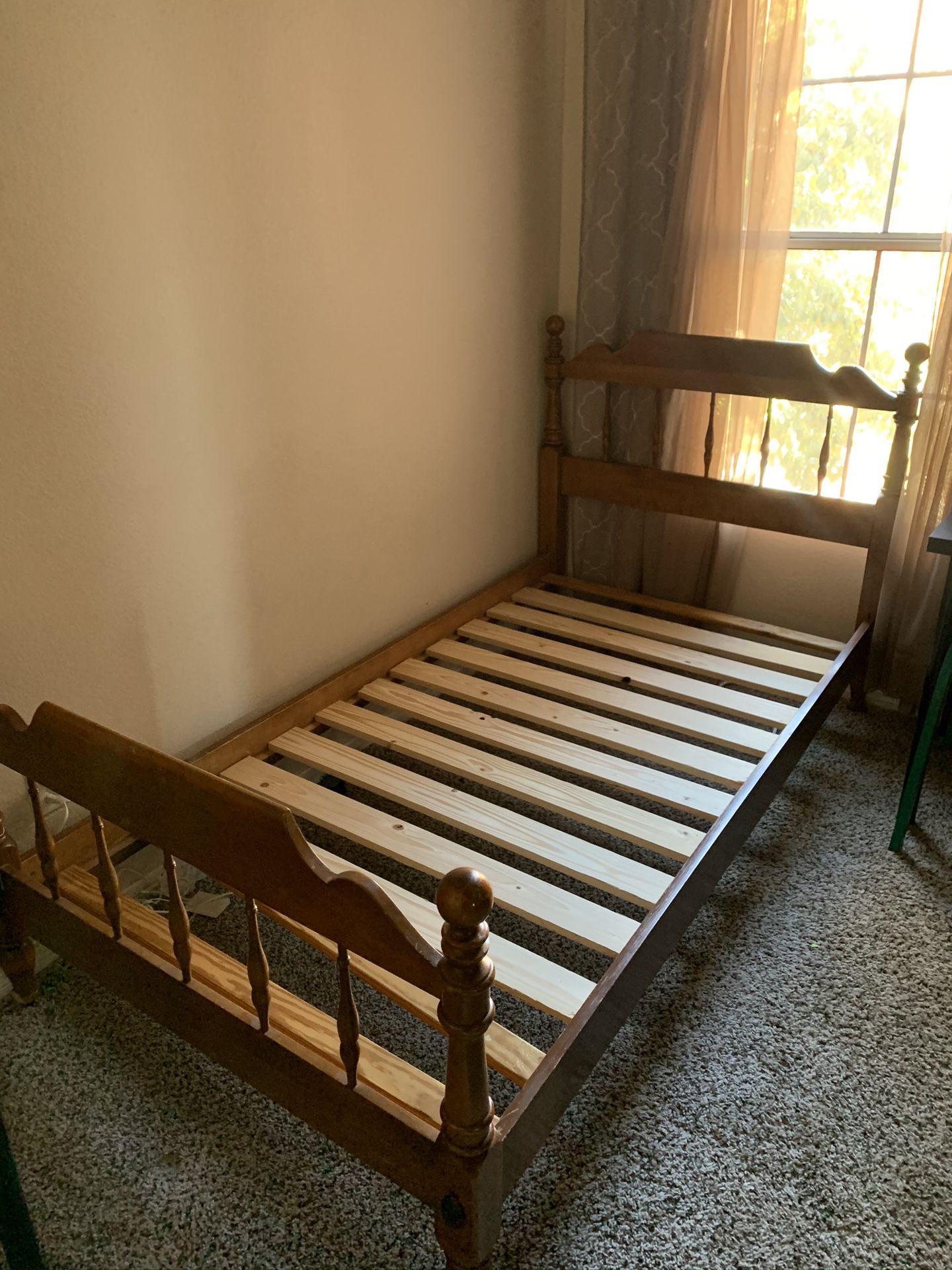 Wood Twin Bed Frame With Free Mattress Box.