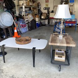 Modern Coffee Table and Industrial Accent Cart Furniture 