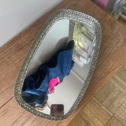 Vintage Oval Mirror Vanity Tray 14"