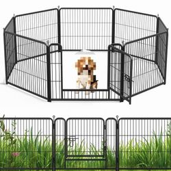 #C 8-Panel Metal Dog Corral, 24" High Dog Fence with Doors for Medium and Small Dogs, Rabbits and Cats, Folding Playpen for Pets and Puppies for Indoo