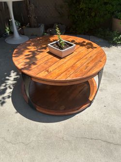 Large Wooden coffee table with wheels