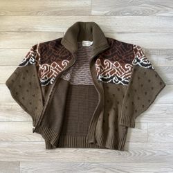 Vintage Clipper Mist Full Zip Knit Sweater 