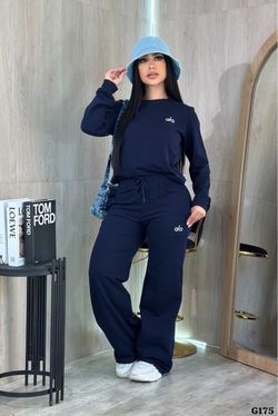 Alo Navy Blue Sweatsuit Two-Piece Set
