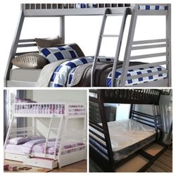 New Twin/Full Bunkbed With Drawers & Mattresses Included!