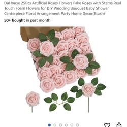 25 Soft Pink Foam Roses